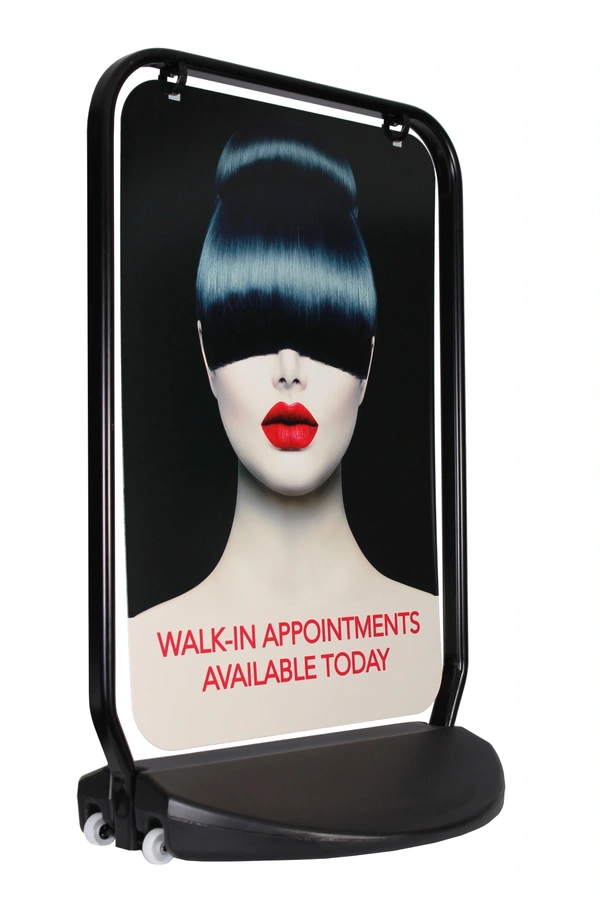  Swinger 4000 Black Frame With Aluminium Panel Showing Hairdresser Artwork