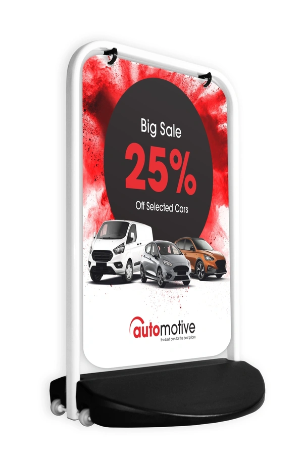  Swinger 3000 White Frame With Aluminium Panel Showing Automotive Artwork