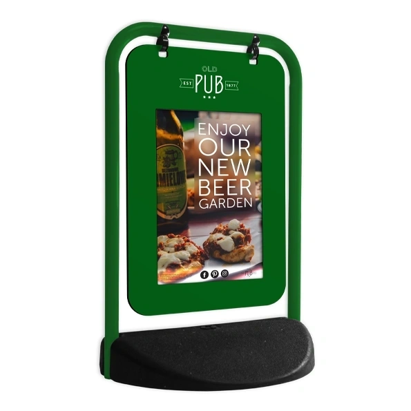  Eco Swinger With Custom Colour Frame And Custom Colour Poster Pocket Showing Pub Artwork
