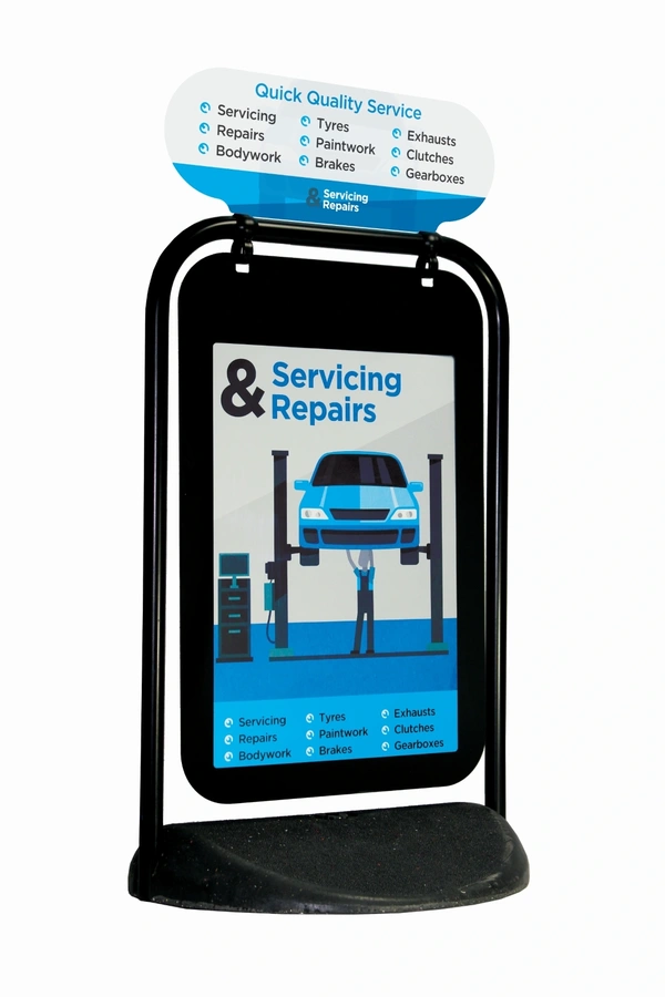  Swinger 2 Black Frame With Poster Pocket & Tactical Header And Service & Repairs Artwork